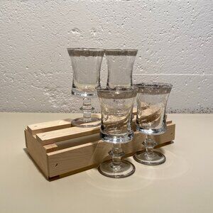 Murano Glass Vintage Platinum Etched Goblets